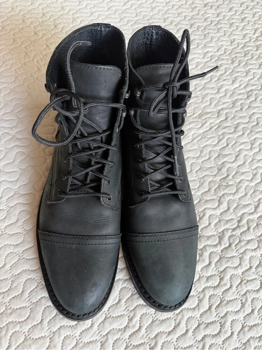Thursday Boot Co Captain Matte Black Leather Cap-Toe Lace-up Boots Men’s 12 NWOT